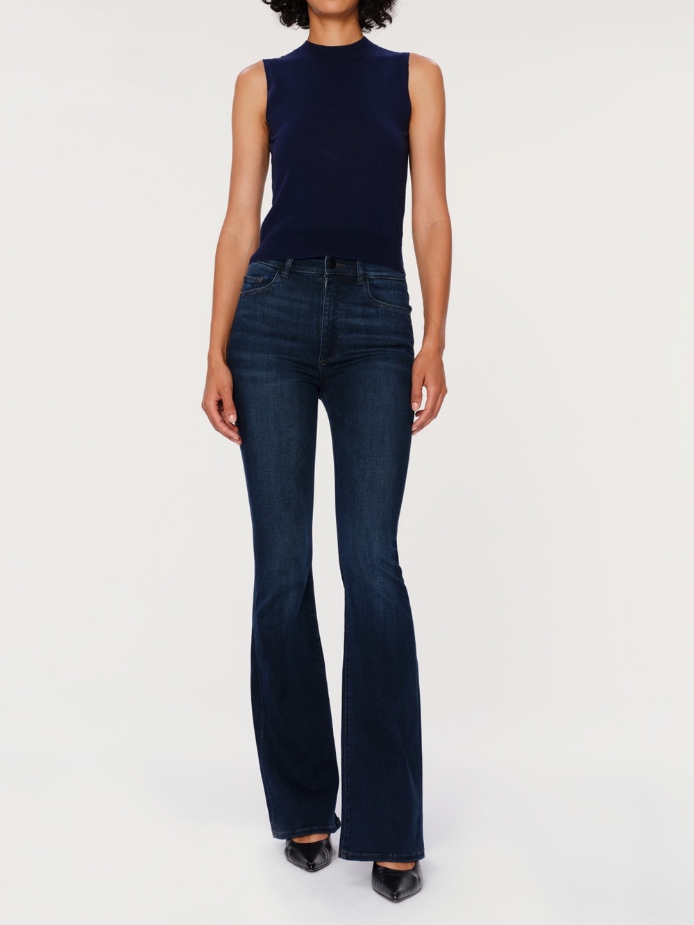 DL1961 Navy High-Rise Boot Cut Jeans